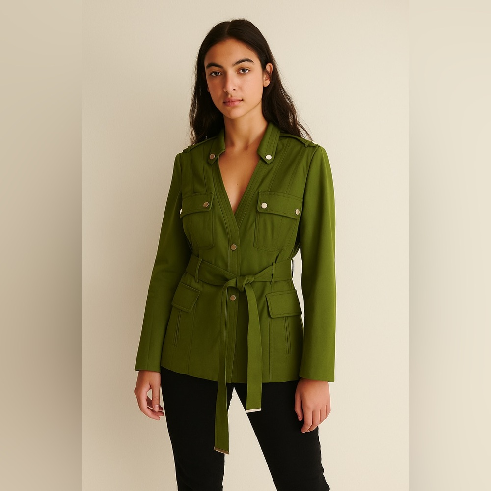 EUC Etcetera Women’s Green Military Belted Utility Jacket